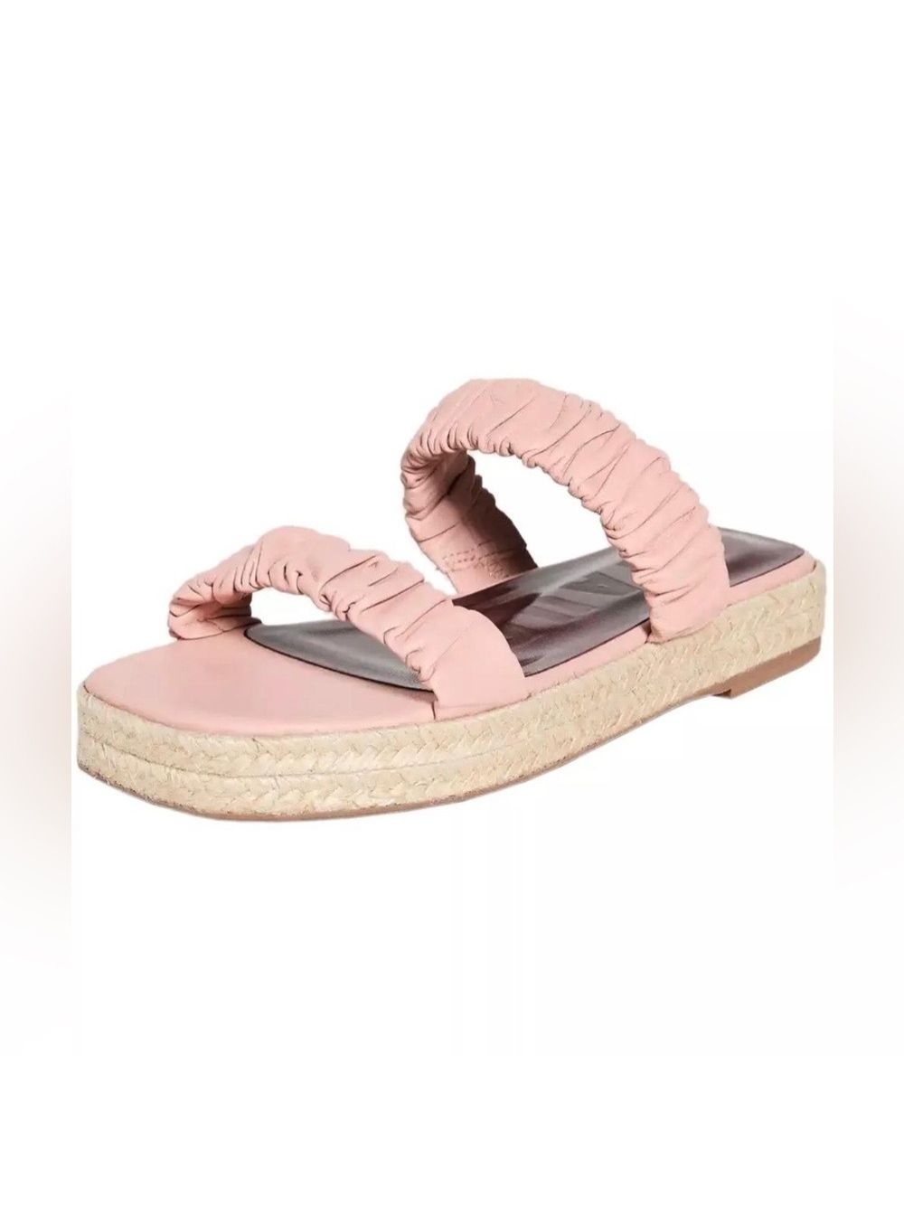 Staud Maya Ruche Espadrille Leather Sandals In Dark Blush - New